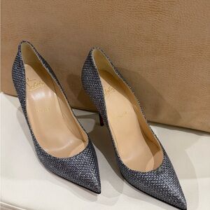 Christian Louboutin Women's Pigalle Follies Glitter Silver Pumps